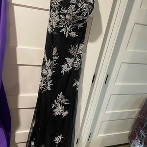 Cache Black strapless formal with white beading. Size 4.